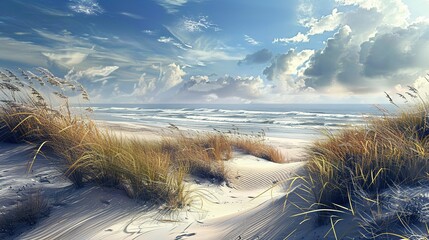 Poster - View to beautiful landscape with beach and sand dunes