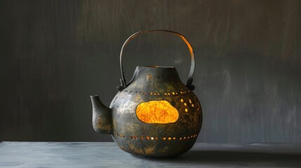Poster - Handcrafted kettle lamp with empty space