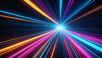 Poster - 3D Render High-Tech Neon Light Background