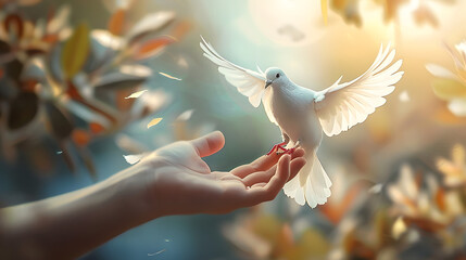 Wall Mural - Hand and dove.