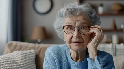 Canvas Print - The elderly woman in glasses