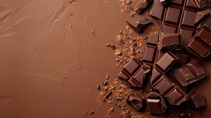 Poster - Chocolate on brown background with space for text