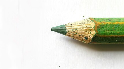 Canvas Print - Green crayon pencil aged and forlorn against white background