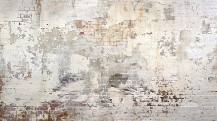 Poster - vintage whitewashed brick wall with grungy painted plaster