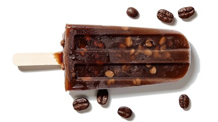 Poster - Coffee bean popsicle on white background for messages