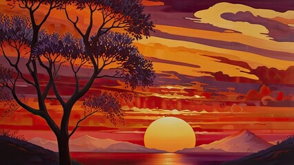 Wall Mural - sunrise in the mountains