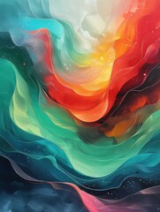 Wall Mural - Abstract waves painting