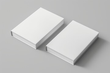 Poster - 2 hardcover books stand on an isolated gray background with shadow in this realistic 3D book mockup illustration.