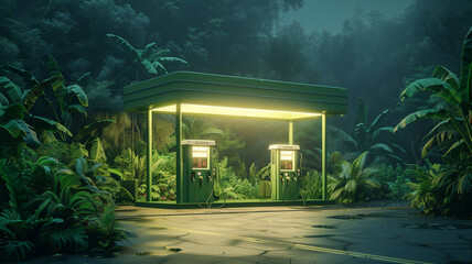 Eco petrol station concept. 