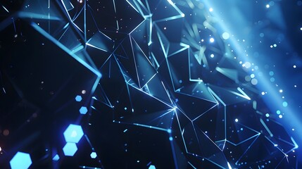 Futuristic background dark blue with molecules technology, polygonal shapes and lines. 