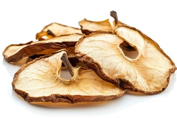 Poster - Dried pear slices on white background