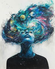 Wall Mural - ai generated illustration of a vibrant, abstract human face with swirling colors