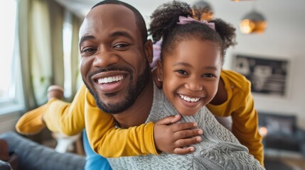 Wall Mural - The happy father and daughter