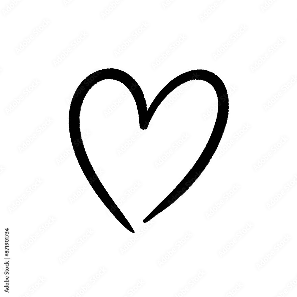 Black textured heart line art doodle, hand drawn illustration Stock ...
