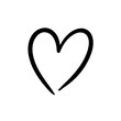 © Kati Moth - Black textured heart line art doodle, hand drawn illustration