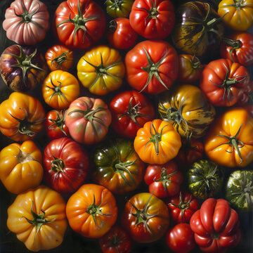 Ripe red tomatoes hang fresh on the vine, a sign of nature's bounty