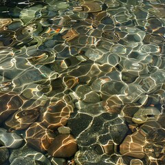 Wall Mural - Captivating Light and Shadow Patterns on Tranquil Water Surface