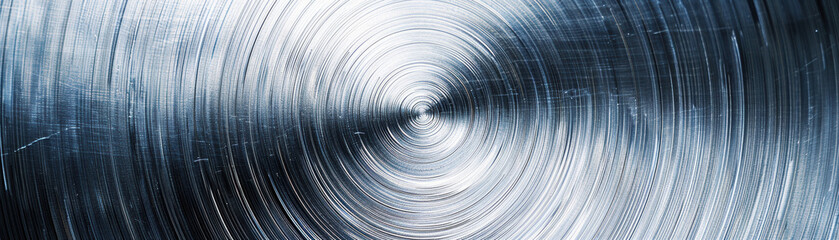 Poster - abstract close-up of metallic, circular pattern with radial lines and textures creating a dynamic, i