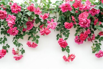 Wall Mural - bush of rose flowers on white background