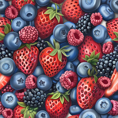 Wall Mural - Bowl of mixed berries including strawberries, blueberries, and raspberries