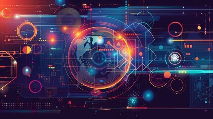 Fototapete - futuristic designs, technology icons, and digital concepts. Ideal for tech startups,