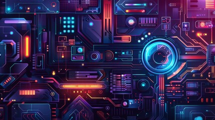 Fototapete - futuristic designs, technology icons, and digital concepts. Ideal for tech startups,
