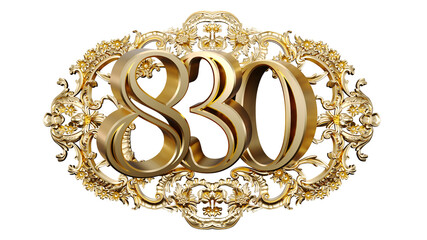 Wall Mural - golden number eight hundred thirty in the center of decorative golden vintage frames, number 830