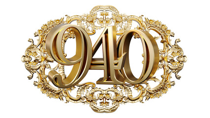 Wall Mural - golden number nine hundred forty in the center of decorative golden vintage frames, number 940