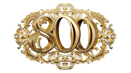 Wall Mural - golden number eight hundred in the center of decorative golden vintage frames, number 800