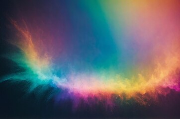 Canvas Print - colorful burst of smoke or dust creates vibrant abstract scene with shades of teal yellow orange and