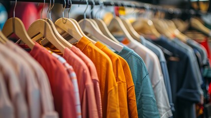 colorful cheap clothes on a rack, fast fashion issues