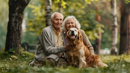 Sticker - Elderly Couple with Dog