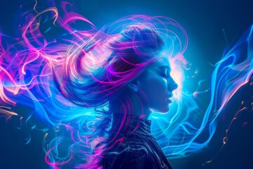 Poster - stock supercomputer in the form of a beautiful girl