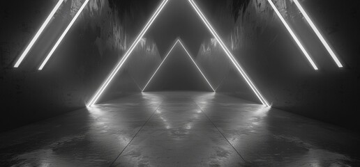 Poster - The main part of the tunnel is empty and the other part is shaped like a triangle and is made up of polished concrete.