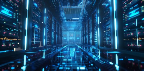 Poster - A creative map of the big data technology background using 3D rendering