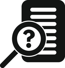Poster - black and white icon of a magnifying glass hovering over a document, representing research and findi