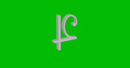 Poster - Animation of rotation of a white jupiter astrological symbol with shadow. Simple and complex rotation. Seamless looped 4k animation on green chroma key background