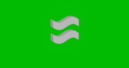 Poster - Animation of rotation of a white approximately equal symbol with shadow. Simple and complex rotation. Seamless looped 4k animation on green chroma key background
