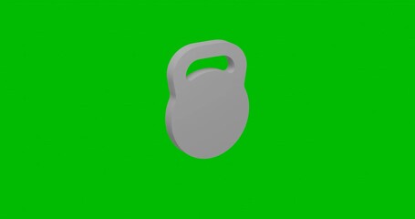 Poster - Animation of rotation of a white sports weight symbol with shadow. Simple and complex rotation. Seamless looped 4k animation on green chroma key background