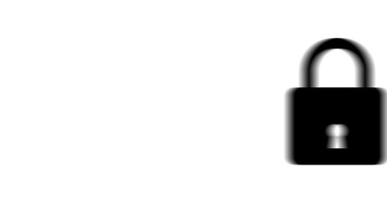 Poster - animation set, padlock symbol. animations: transparency, zooms, transition top to down, transition l