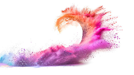 Wall Mural - colorful holi festival wave explosion on white background