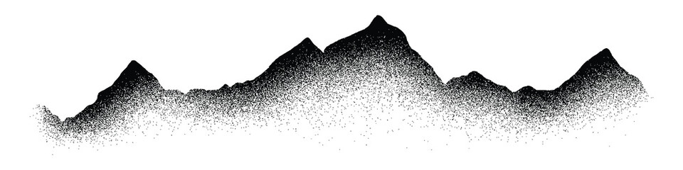 Sticker - Imitation of a mountain landscape, noisy stippled grainy texture, banner	