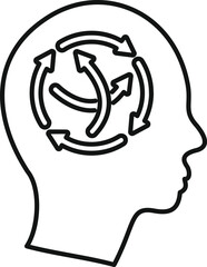 Poster - this simple icon features a human head profile with arrows, representing the concept of thinking