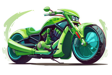 green motorbike vector 3d rendering on white background