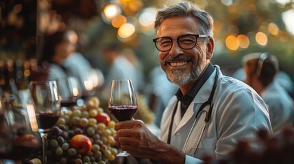 Poster - Create an image of healthcare professionals attending a wine tasting