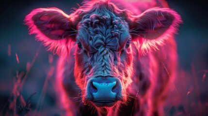 Poster - Curate a neon series of farm animal symbols, including shimmering