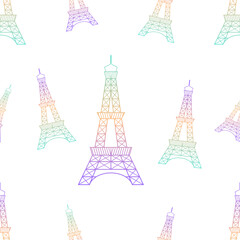 Poster - seamless pattern for textiles with eiffel tower gradient