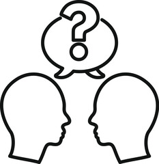 Poster - two business people are having a discussion under a speech bubble containing a question mark