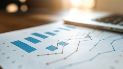 Poster - A close-up of a line graph showing financial growth trends over time