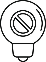 Poster - no idea light bulb with forbidden symbol inside is showing lack of inspiration